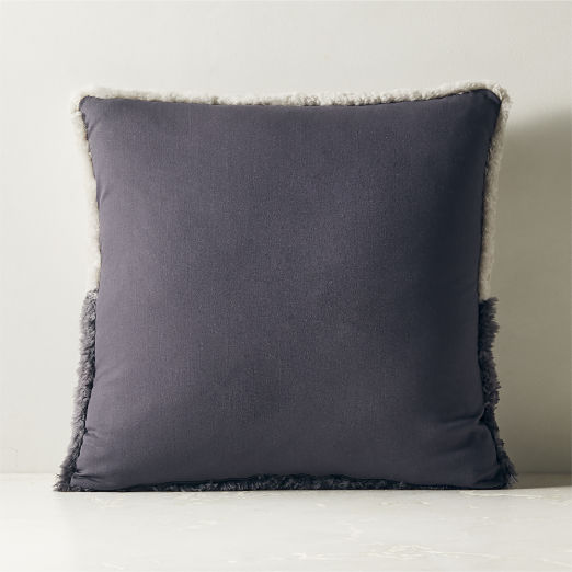 Two-Tone Grey Shearling Throw Pillow Cover 20"