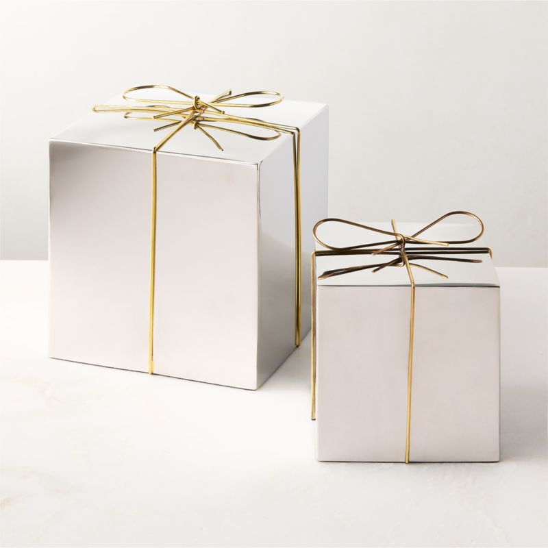 Two-Tone Silver Decorative Present 7" - image 1 of 3