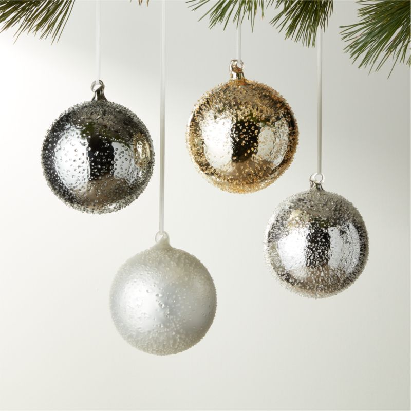 Textured Metallic Glass Christmas Tree Ornaments 5" Set of 4 - image 0 of 2