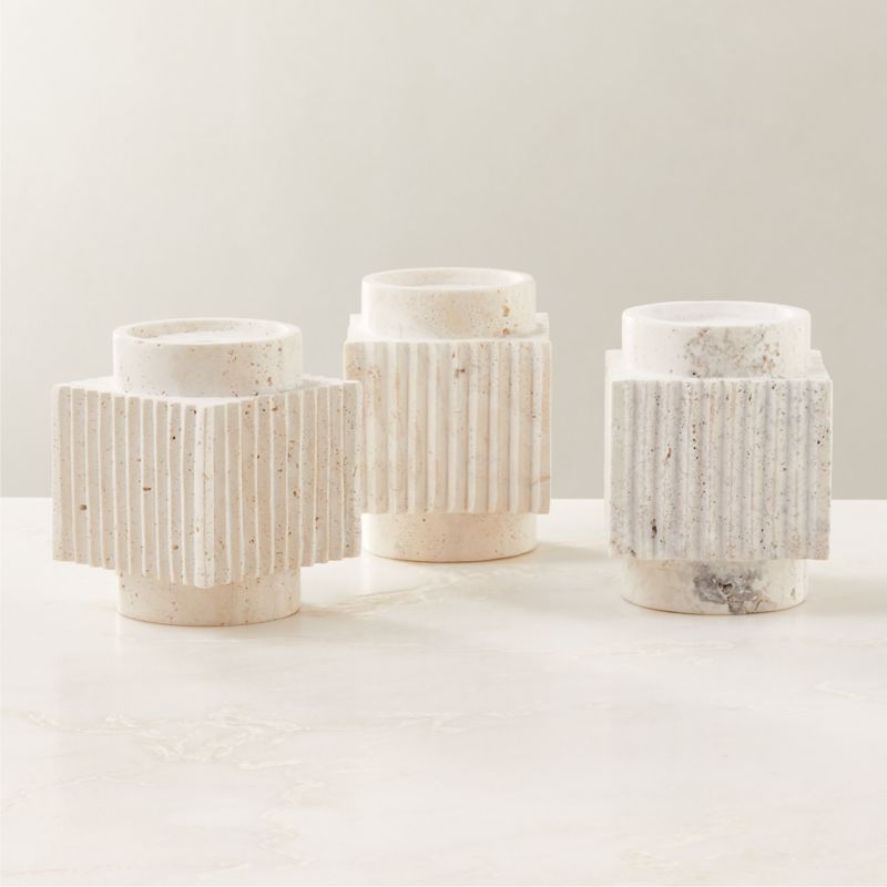 Tycho White Travertine Taper Candle Holder Large - image 5 of 8