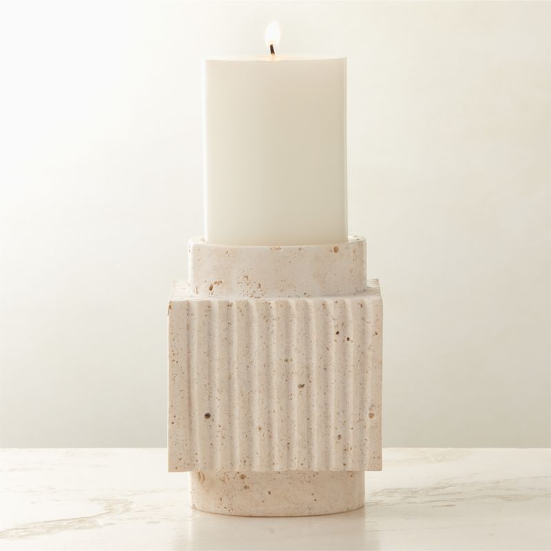 Tycho White Travertine Taper Candle Holder Large - image 2 of 8