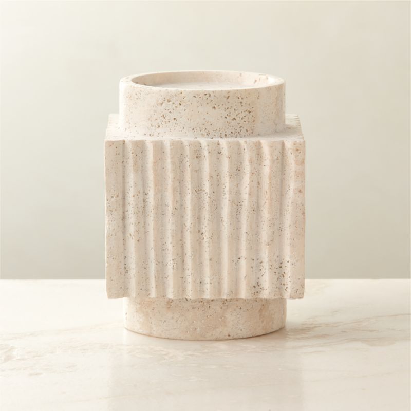 Tycho White Travertine Taper Candle Holder Large - image 3 of 8