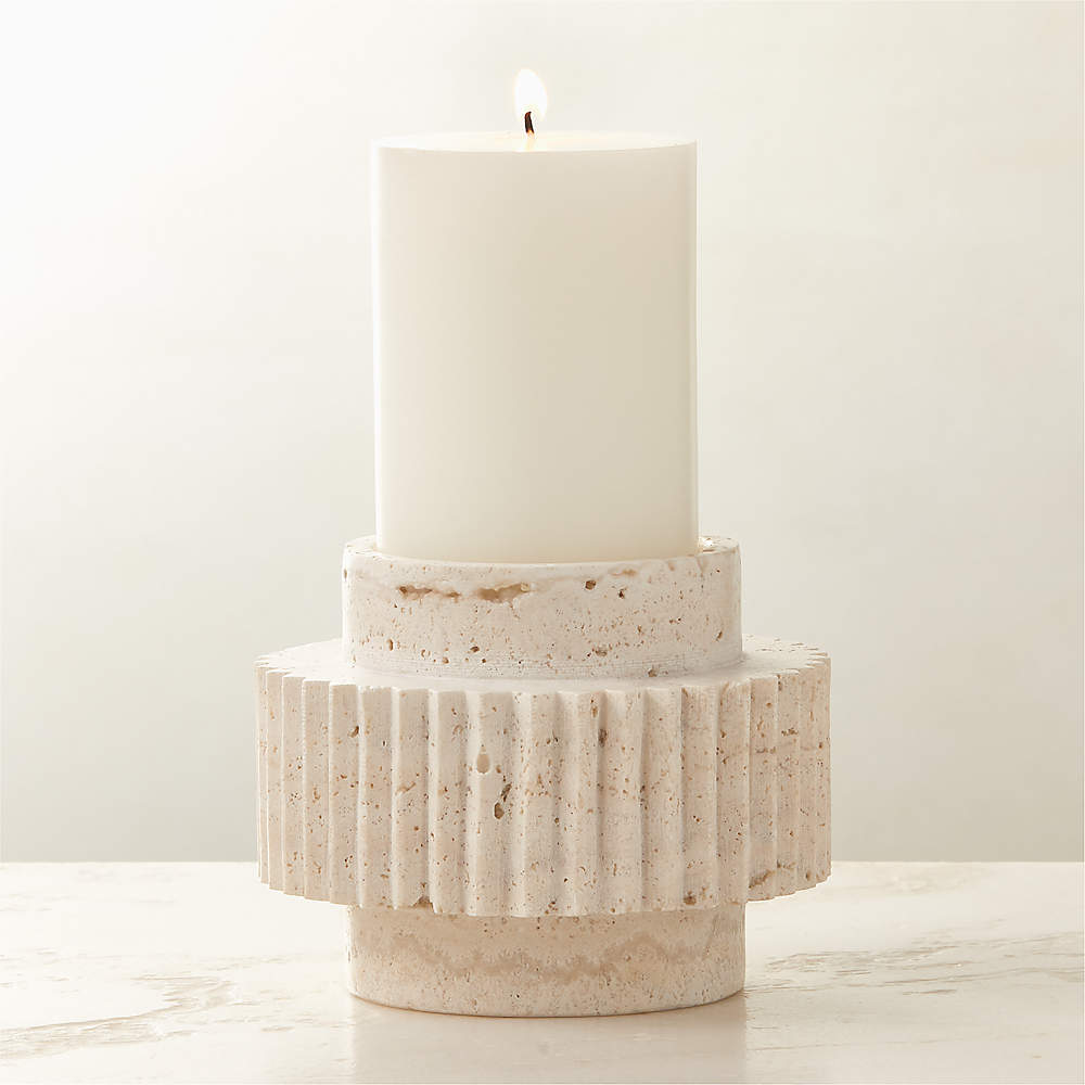 Tycho White Travertine Taper Candle Holder Small + Reviews