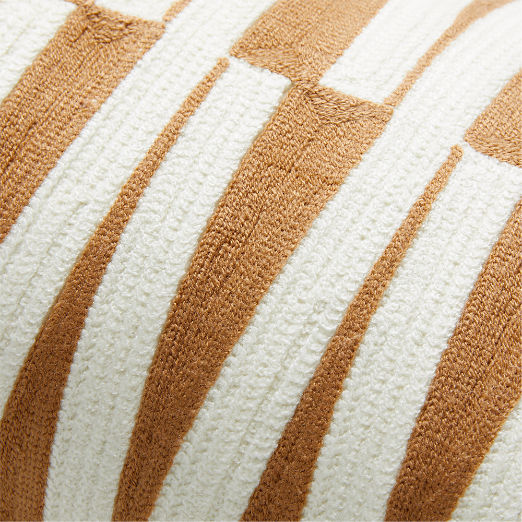 Umara Warm White and Light Brown Cotton Throw Pillow Cover 20"