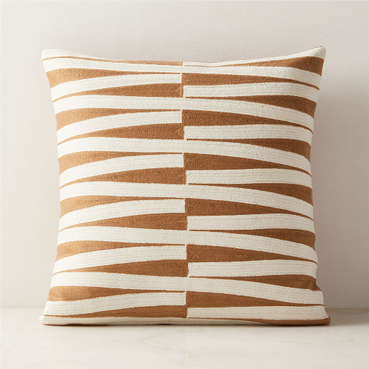 Umara Warm White and Light Brown Cotton Throw Pillow 20"