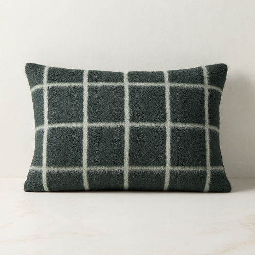 Umi Smoked Green and Cool Grey Alpaca Wool Throw Pillow 22"x15" by Blacksaw