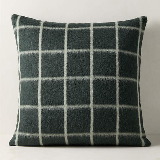 Umi Smoked Green and Cool Grey Alpaca Wool Throw Pillow with Down-Alternative Insert 23"x23" by Blacksaw