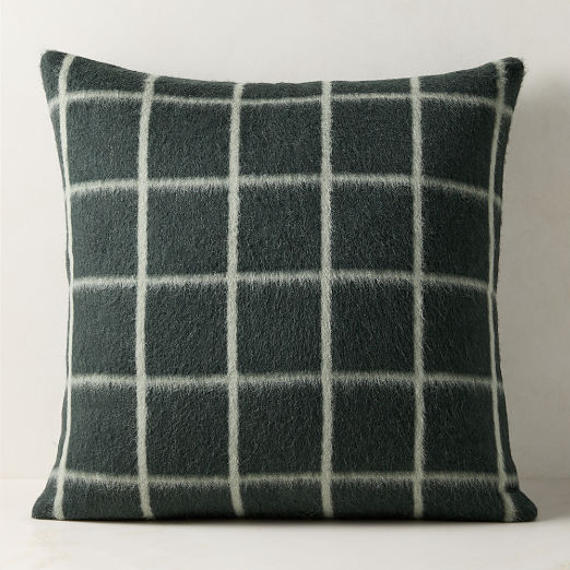 Umi Smoked Green and Cool Grey Alpaca Wool Throw Pillow with Feather-Down Insert 23"x23" by Blacksaw