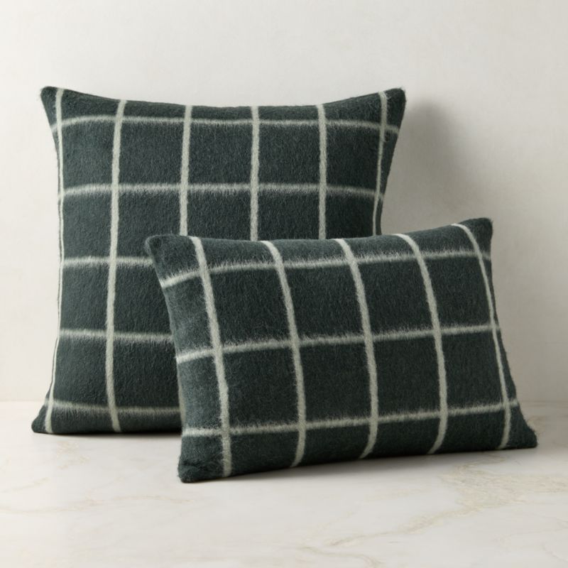 Umi Smoked Green and Cool Grey Alpaca Wool Throw Pillow with Feather-Down Insert 22"x15" by Blacksaw - image 2 of 3