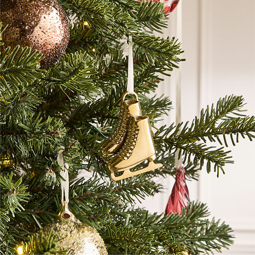 Unlacquered Brass Ice Skates Christmas Tree Ornament