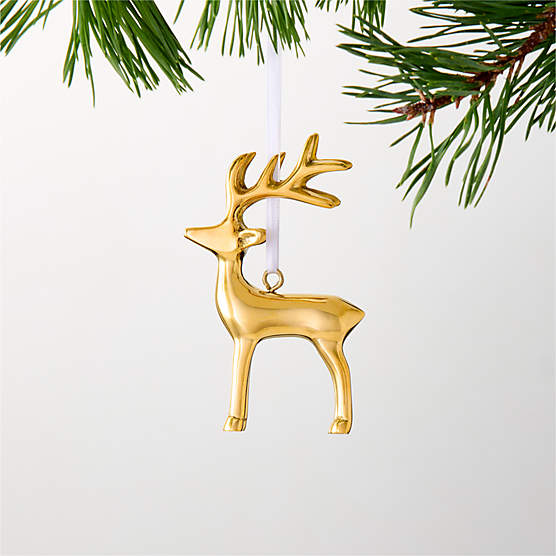 Unlacquered Brass Reindeer Christmas Tree Ornament
