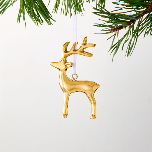 Unlacquered Brass Reindeer Christmas Tree Ornament