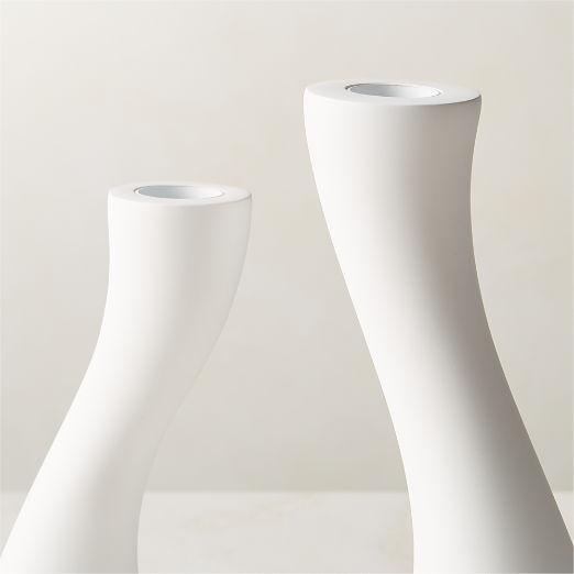 Uri Matte White Cement Taper Candle Holder