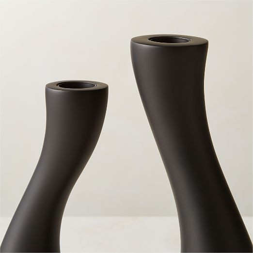 Uri Matte Black Cement Taper Candle Holder