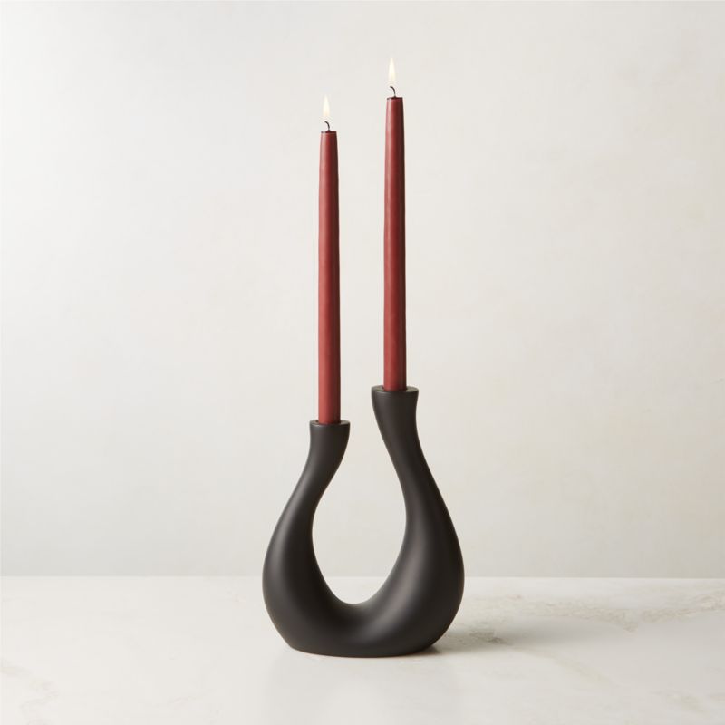 View Uri Matte Black Cement Taper Candle Holder details