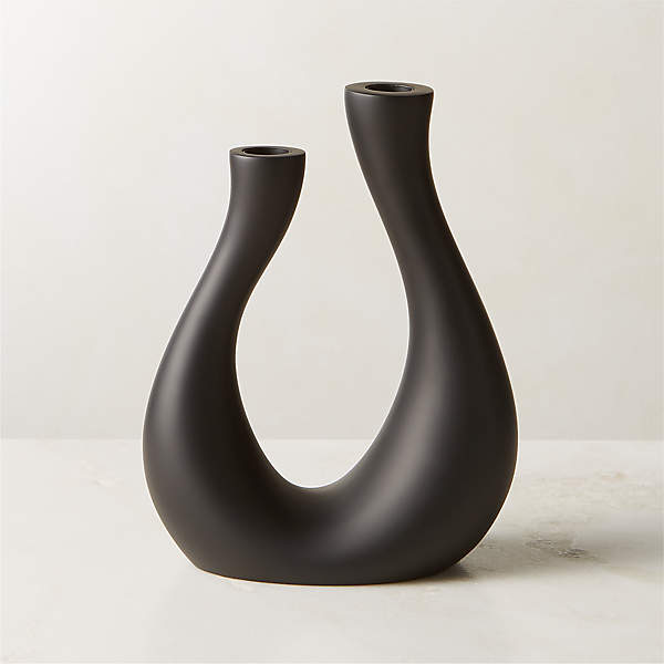 Uri Matte Black Cement Taper Candle Holder + Reviews
