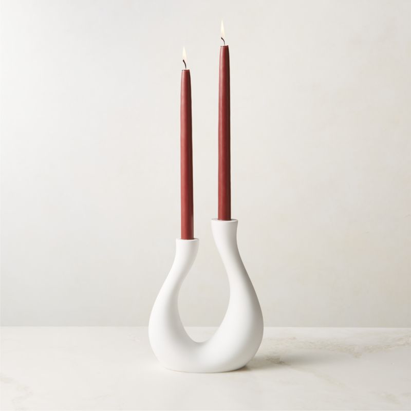 View Uri Matte White Cement Taper Candle Holder details