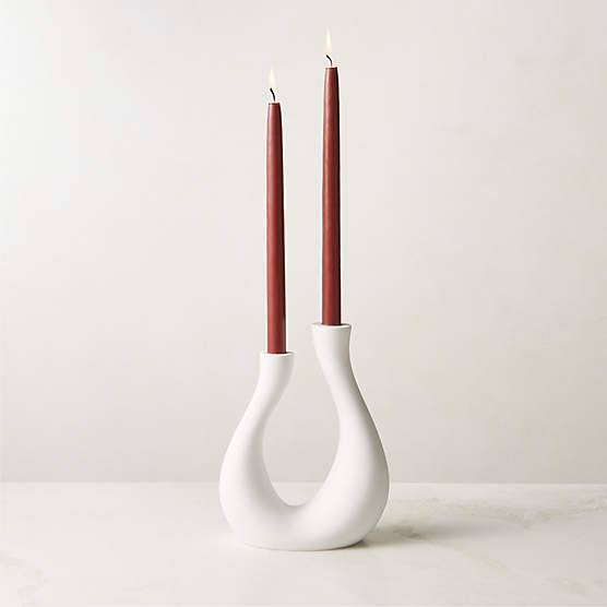 Uri Matte White Cement Taper Candle Holder