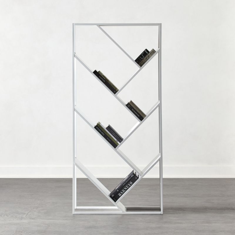 White HiGloss V BookcaseRoom Divider + Reviews CB2 Canada