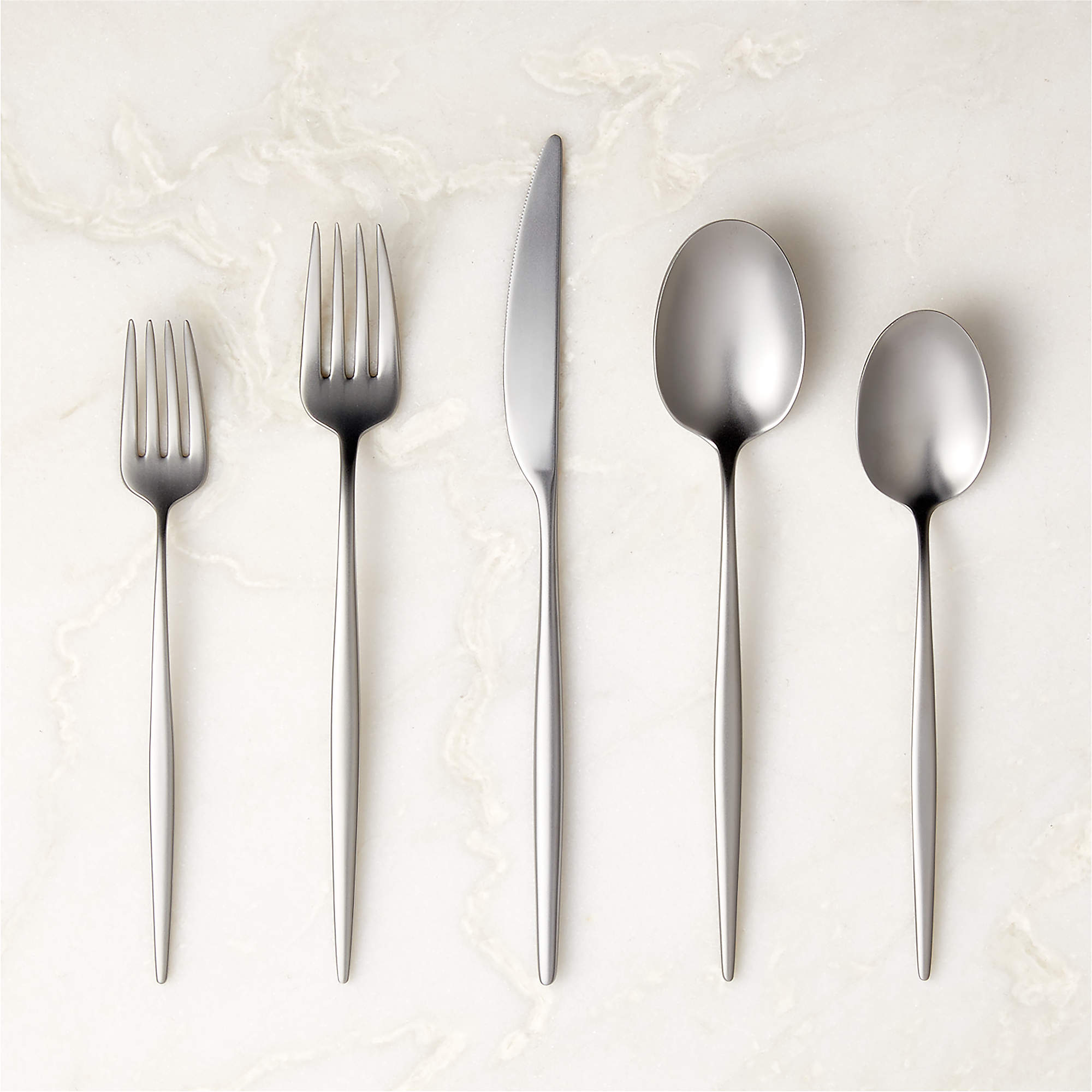 Val Modern 5-Piece Silver Flatware Set | CB2