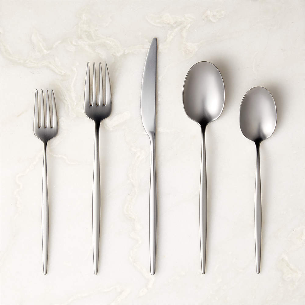 Val Modern 5-Piece Silver Flatware Set | CB2 Canada