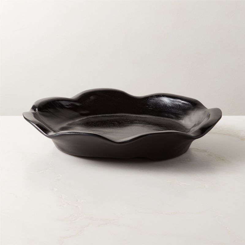 View Valara Lacquered Black Teak Wood Decorative Bowl details
