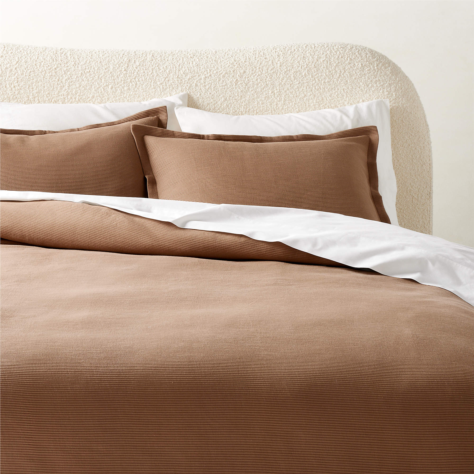 Valencea Modern Organic Cotton Brown King Duvet Cover + Reviews CB2