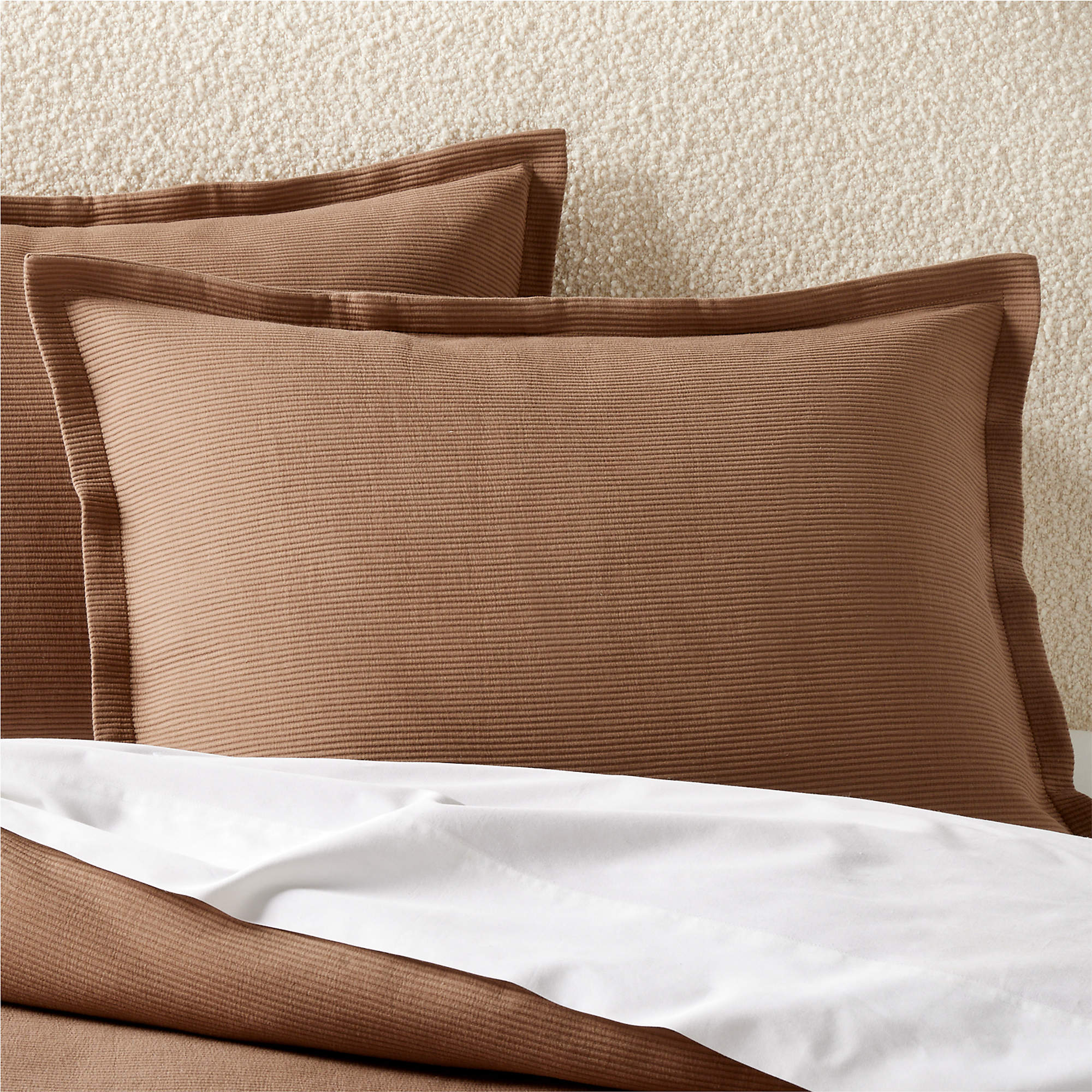 Valencea Organic Cotton Ribbed Cocoa Duvet Cover and Pillow Shams CB2