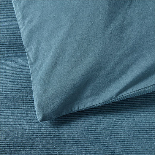 Valencea Organic Cotton Ribbed Dark Teal Duvet Cover