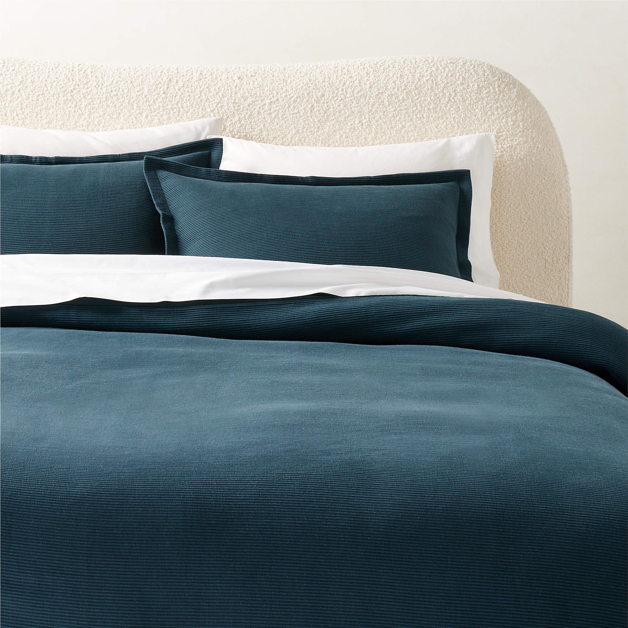 Valencea Modern Organic Cotton Teal King Duvet Cover + Reviews CB2