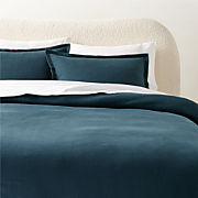 Valencea Organic Cotton Ribbed Dark Teal Full/Queen Duvet Cover