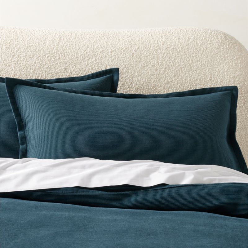 View Valencea Organic Cotton Teal King Pillow Shams Set of 2 details