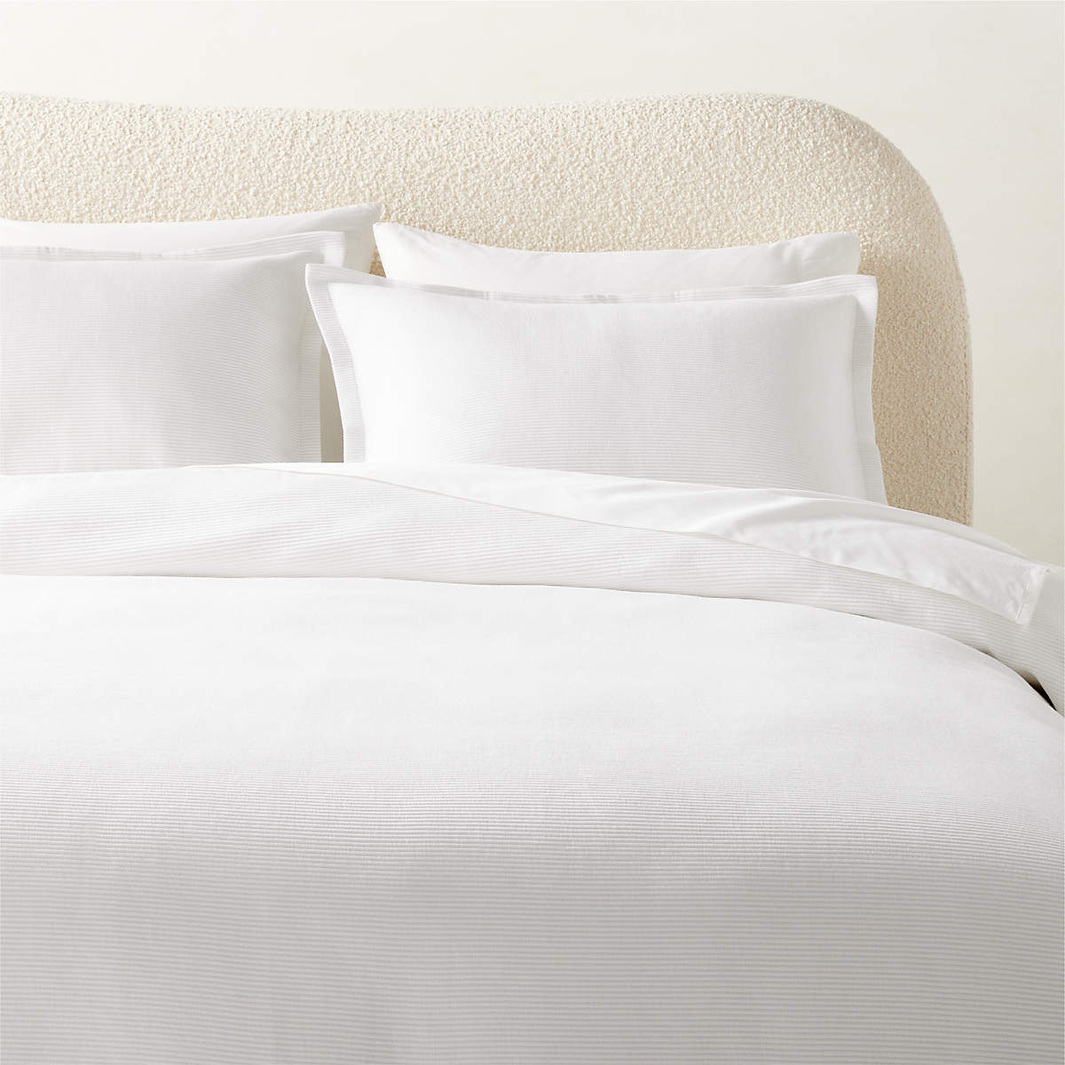 Valencea Organic Cotton Ribbed White Full/Queen Duvet Cover and Pillow