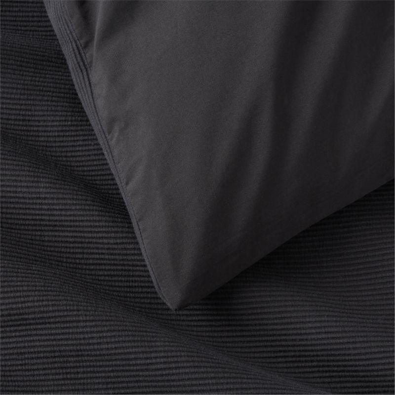 Valencea Organic Cotton Ribbed Black Standard Pillow Shams Set of 2 - image 4 of 5