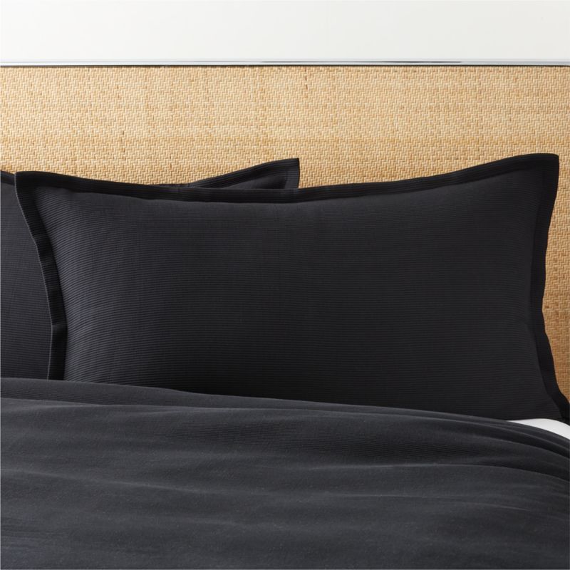 Valencea Organic Cotton Ribbed Black King Pillow Shams Set Of 2   ValenceaRdOgCtnBkKShmS2SHF23