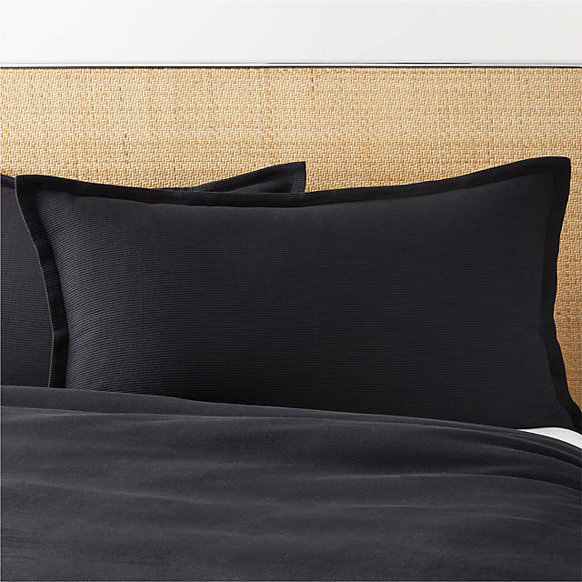 Valencea Organic Cotton Ribbed Black King Pillow Shams Set of 2