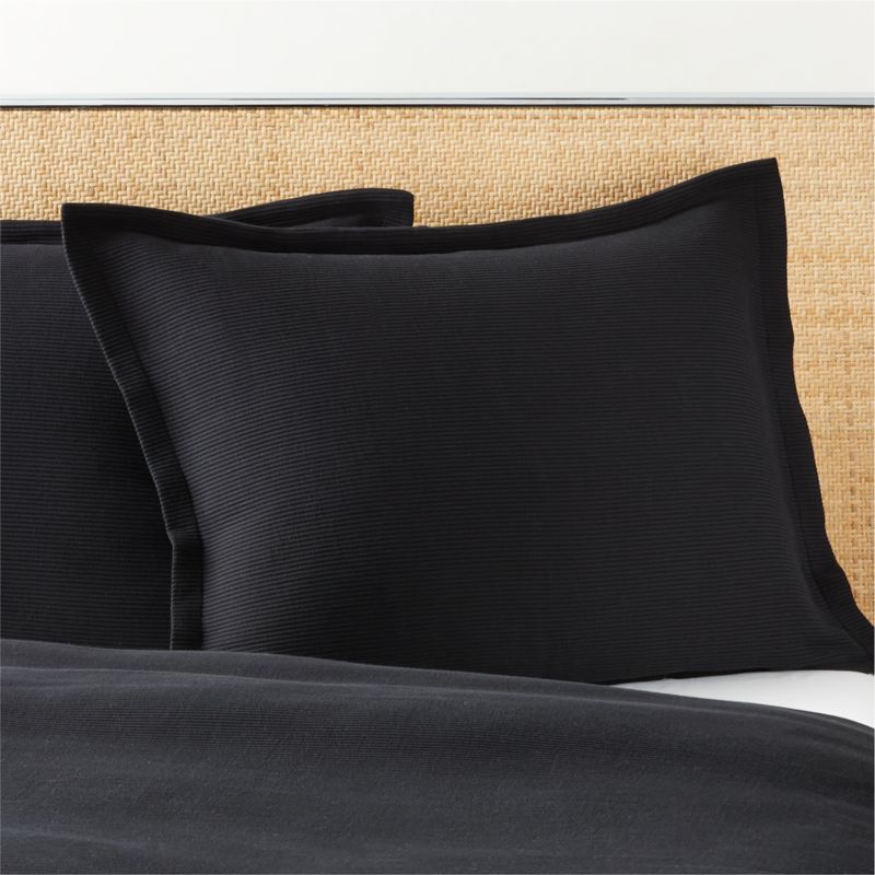 Valencea Organic Cotton Ribbed Black Standard Pillow Shams Set of 2 - image 0 of 5