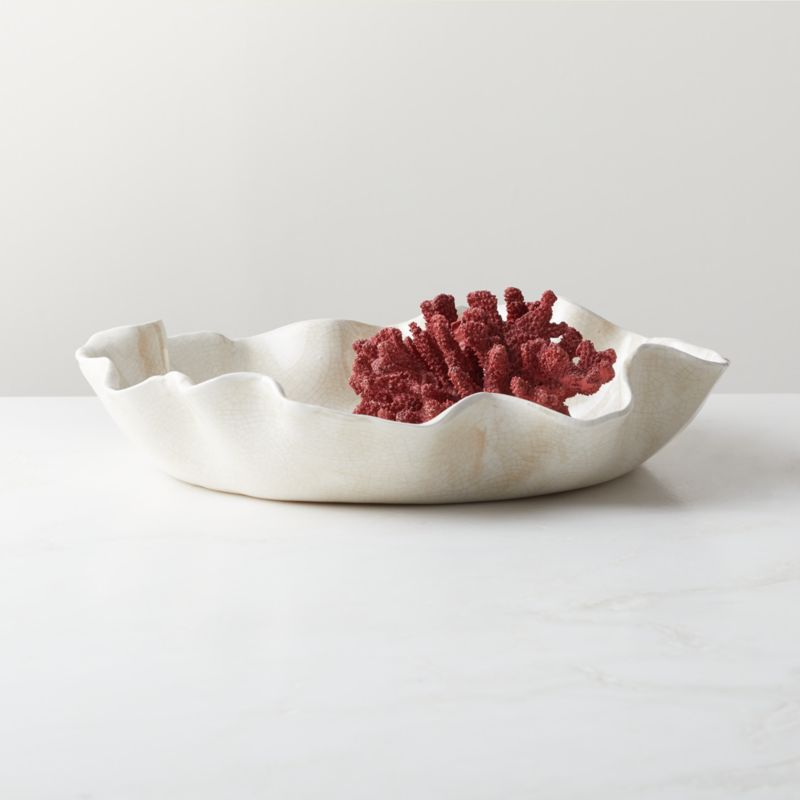 Valentia Warm White Crackled Ceramic Decorative Bowl - image 2 of 8