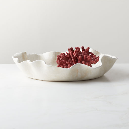 Valentia Warm White Crackled Ceramic Decorative Bowl