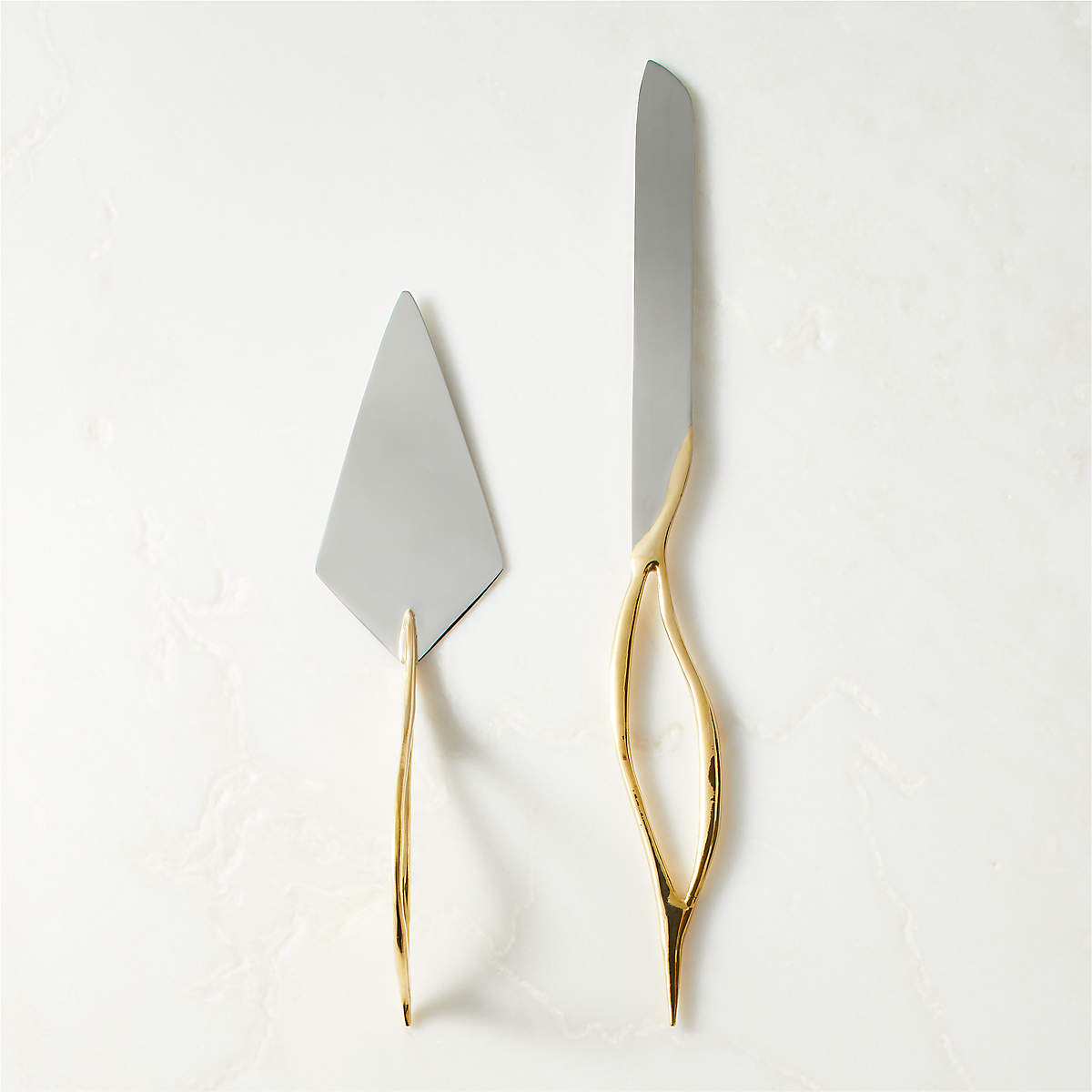 Valleta Gold Cake Servers Set of 2 + Reviews | CB2