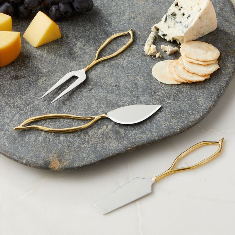 Valleta Gold Cheese Knives Set of 3 - image 2 of 6