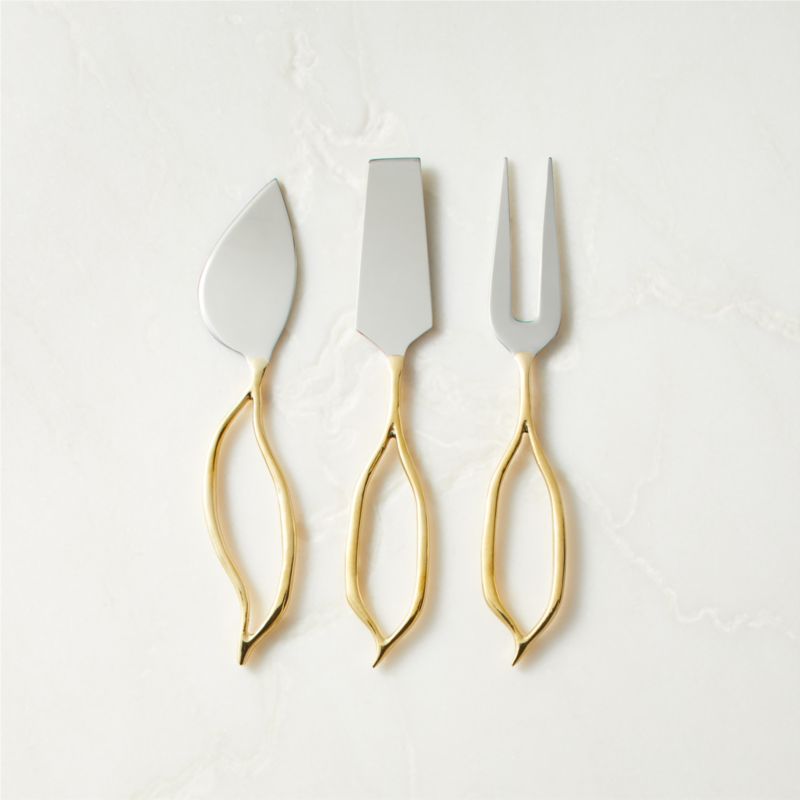 Valleta Gold Cheese Knives Set of 3 - image 0 of 6