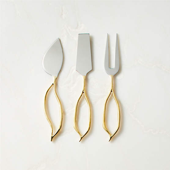 Valleta Gold Cheese Knives Set of 3