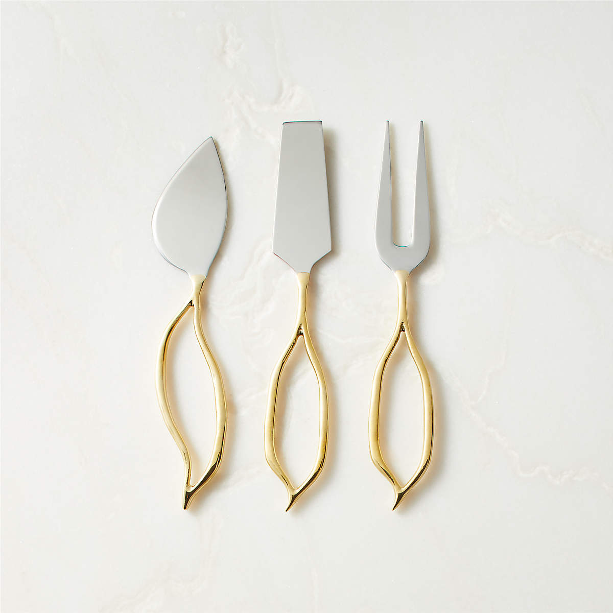 Valleta Gold Cheese Knives Set of 3 + Reviews | CB2