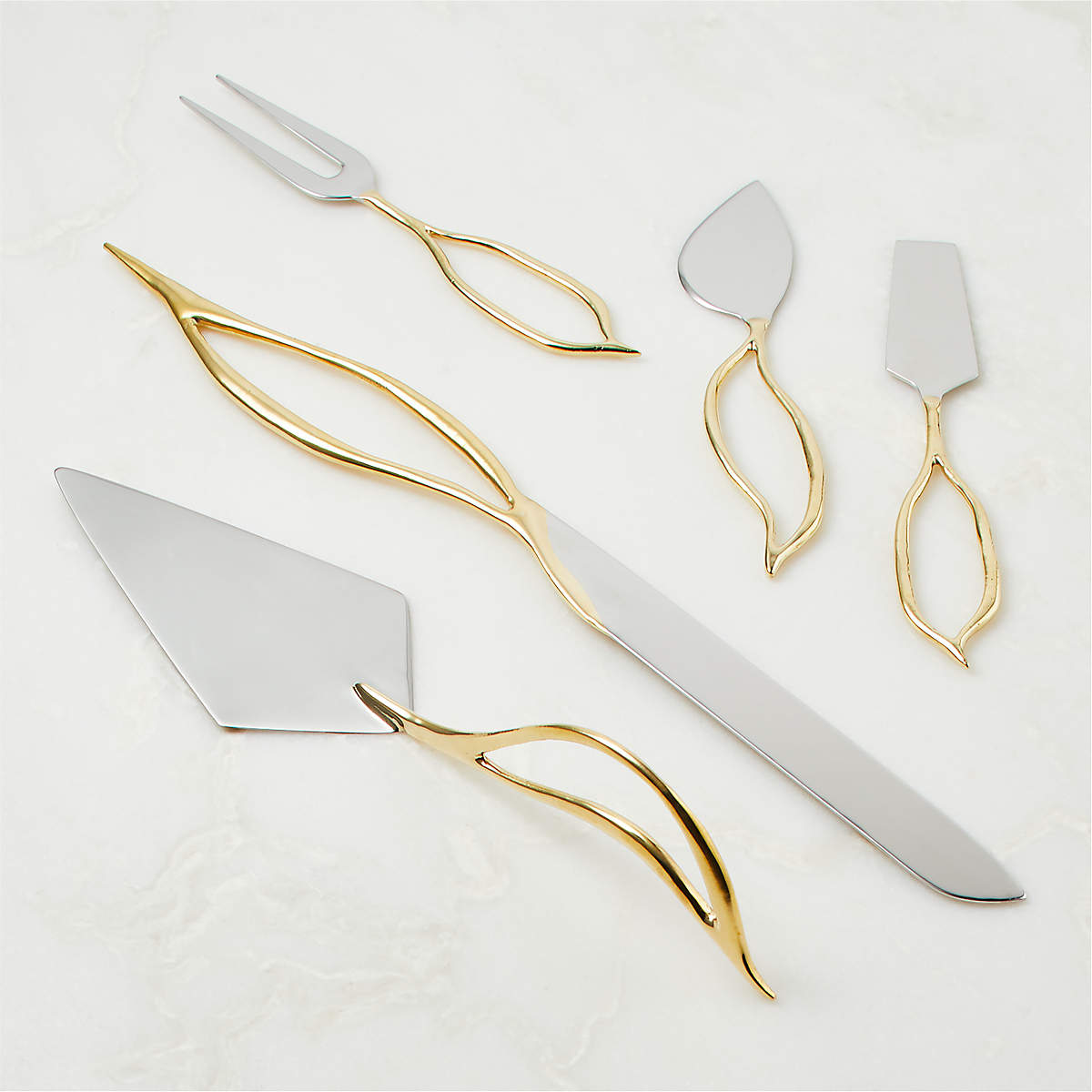 Valleta Gold Cake Servers Set of 2 + Reviews | CB2