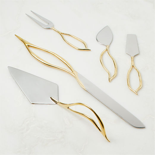 Valleta Gold Cake Servers Set of 2