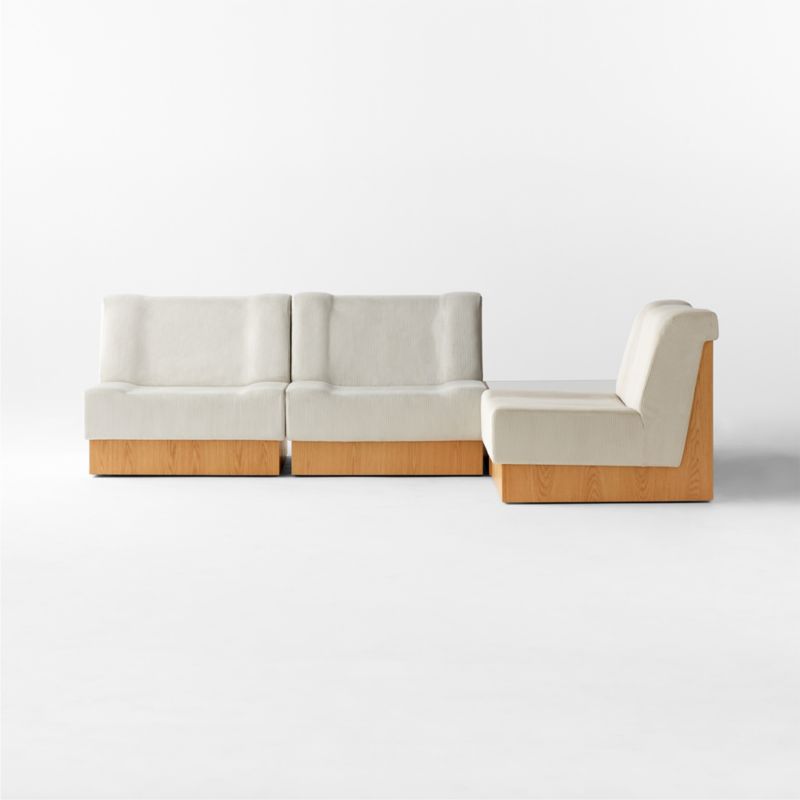 View Vaneri 4-Piece L-Shaped Light Grey Corduroy Armless Sectional Sofa - image 2 of 5