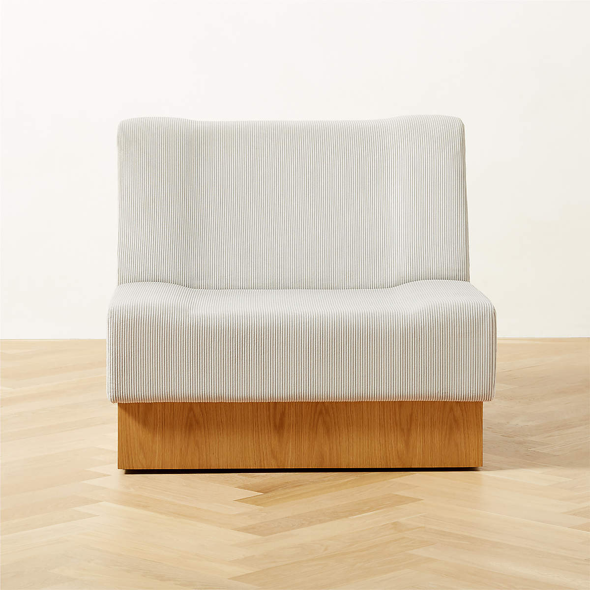 Vaneri Light Grey Corduroy Armless Chair (Open Larger View)