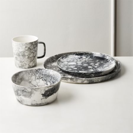 4-Piece Vapor Black and White Place Setting