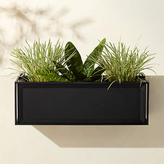 Varo Rectangular Black Metal Indoor/Outdoor Railing Planter